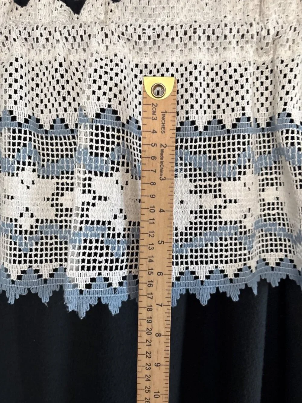 White & Blue Crochet Lace Curtain Valance 60